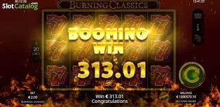 Winnings Burning classics slot.